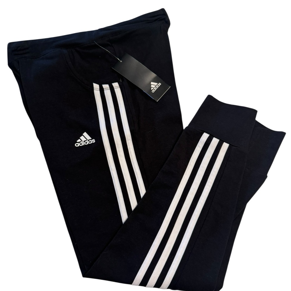 Adidas Black Joggers with White Stripes Youth Large 14